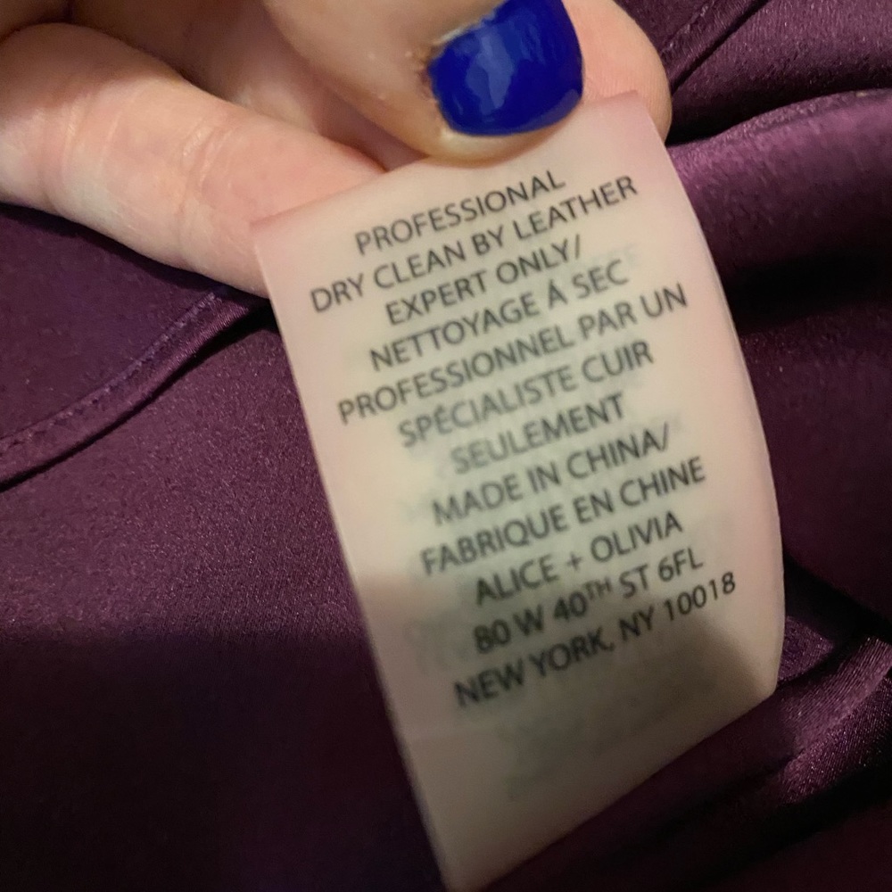 Alice + Olivia purple silk and leather party dress with cutout at back - Picture 11 of 13